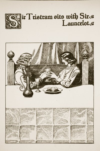Sir Tristram sits with Sir Launcelot, illustration from 
